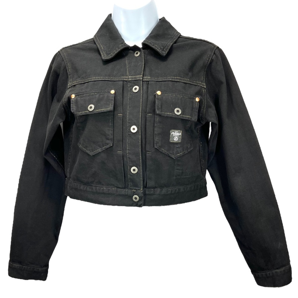 The A. Gold E. Event Womens XS Kimber Cropped Black Denim Jacket 100% Cotton 90s